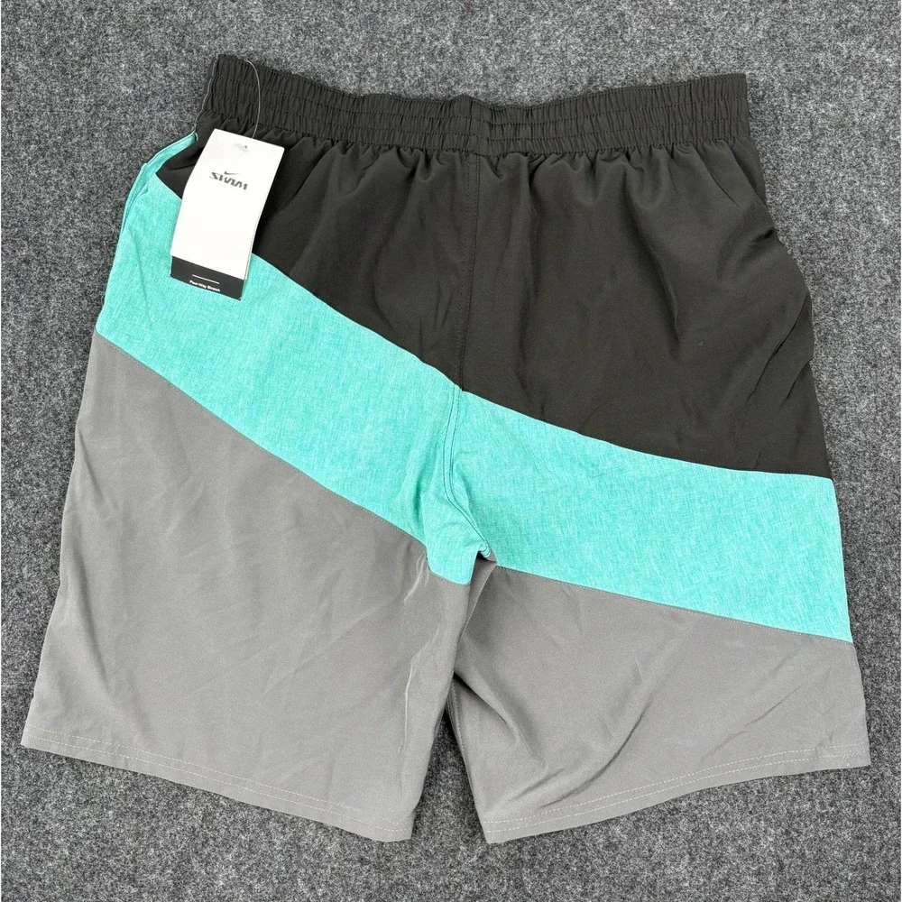 Nike Mens Colorblock Swim Trunks Black Teal Grey Board Shorts NWT NESSC521-339 M